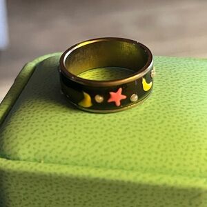 VINTAGE SILVER Color Changing MOOD RING Sz 7 Moon Stars
